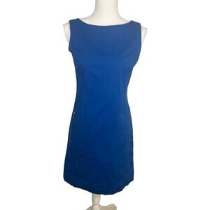 Lafayette 148 royal blue sleeveless sheath cotton blend stretch dress size P